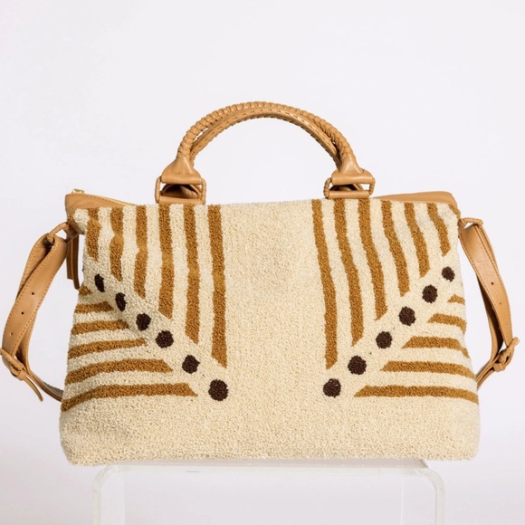 Cleobella Tan and Cream Satchel with Leather Accents